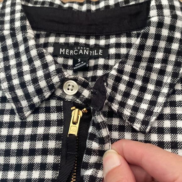 J.CREW MERCANTILE BLACK WHITE GINGHAM FLANNEL HALF ZIP 100% Cotton Sz Small - Picture 5 of 6
